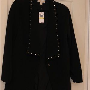 Michael Kors Black Long Blazer with Gold Studs